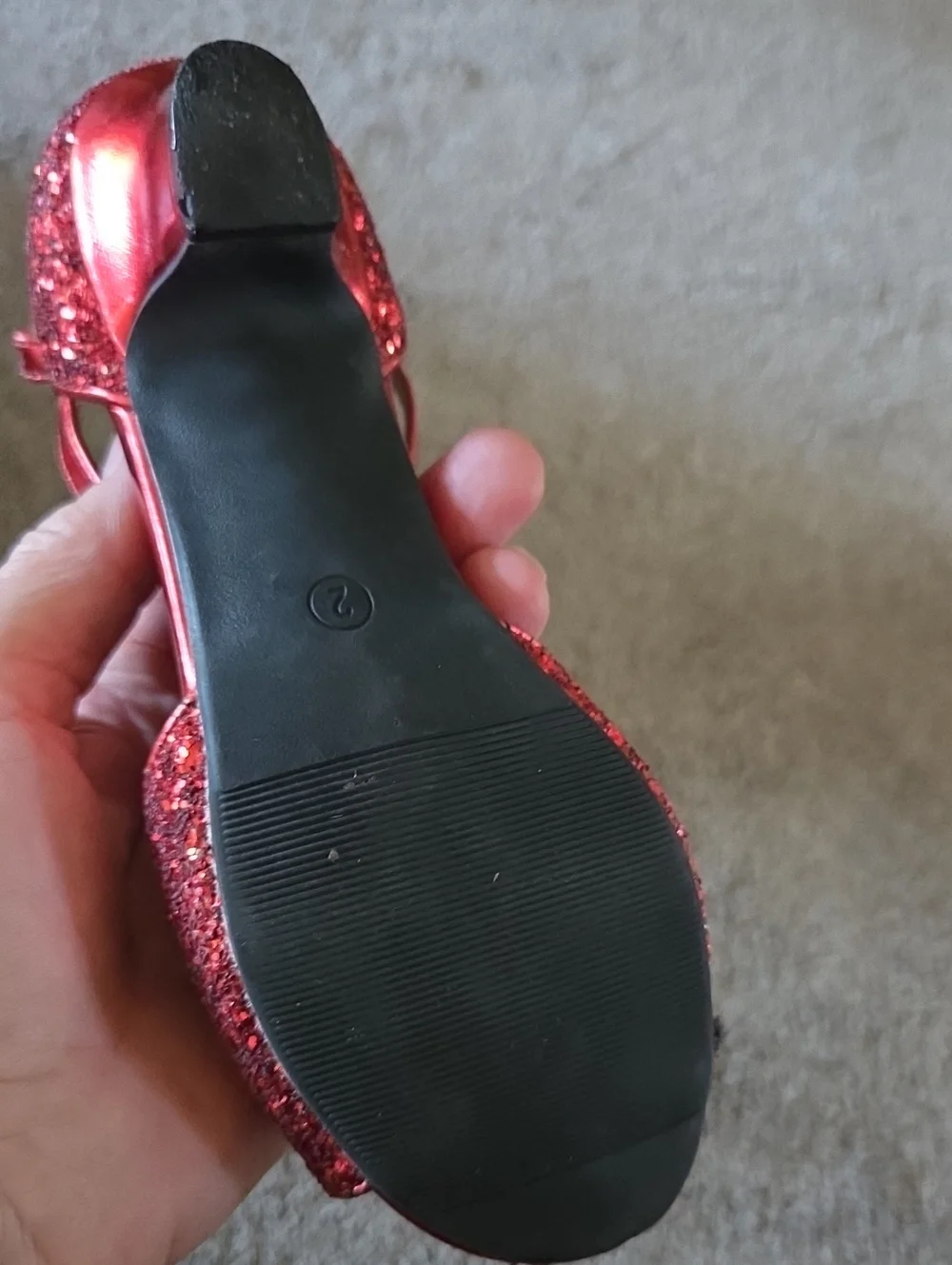 SOBOYO Red Glitter Girl's Fun Strappy Holiday Sandals With A Low Heal Bow In Red